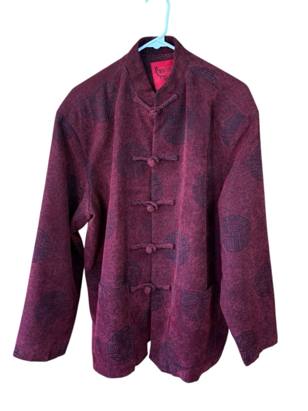 Wuniuren mandarin collar jacket, size XXXL, frog closure, textured, asian, warm